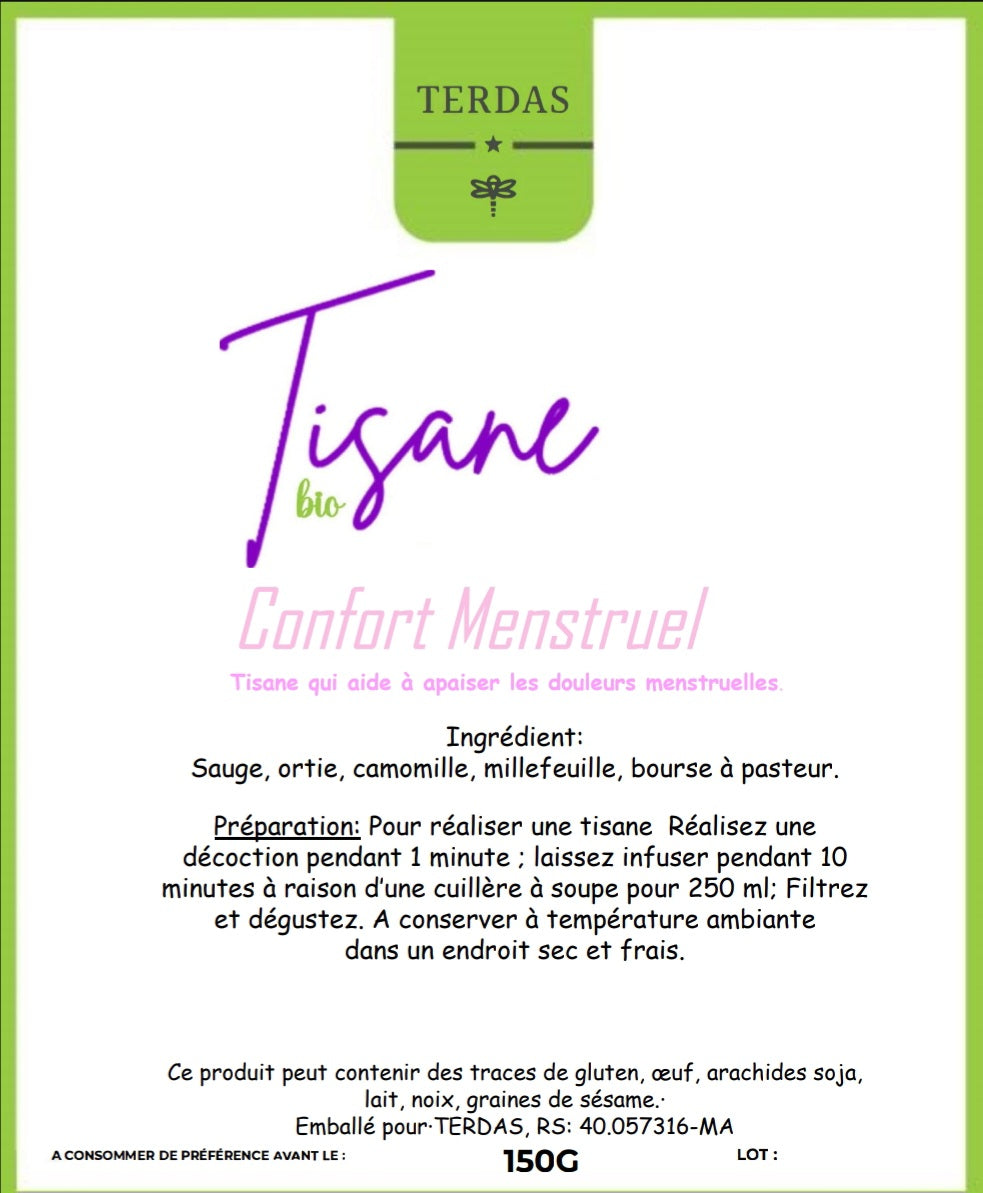 Tisane Bio Confort Menstruel – Soulagez Naturellement Vos Douleurs Menstruelles 🌿